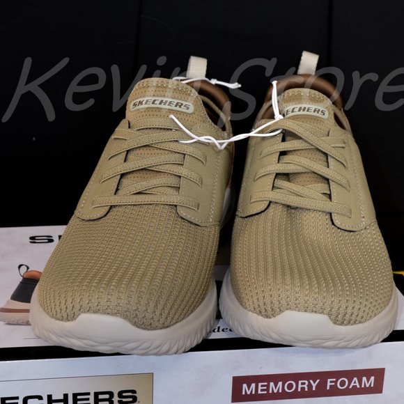 Skechers Men's Delson  Slip On Sneaker Taupe - Picture 2 of 7